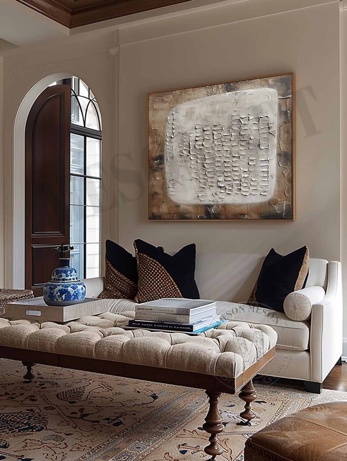 Urban Grid: A Textured Plaster Wall Art for Modern Office Decor
