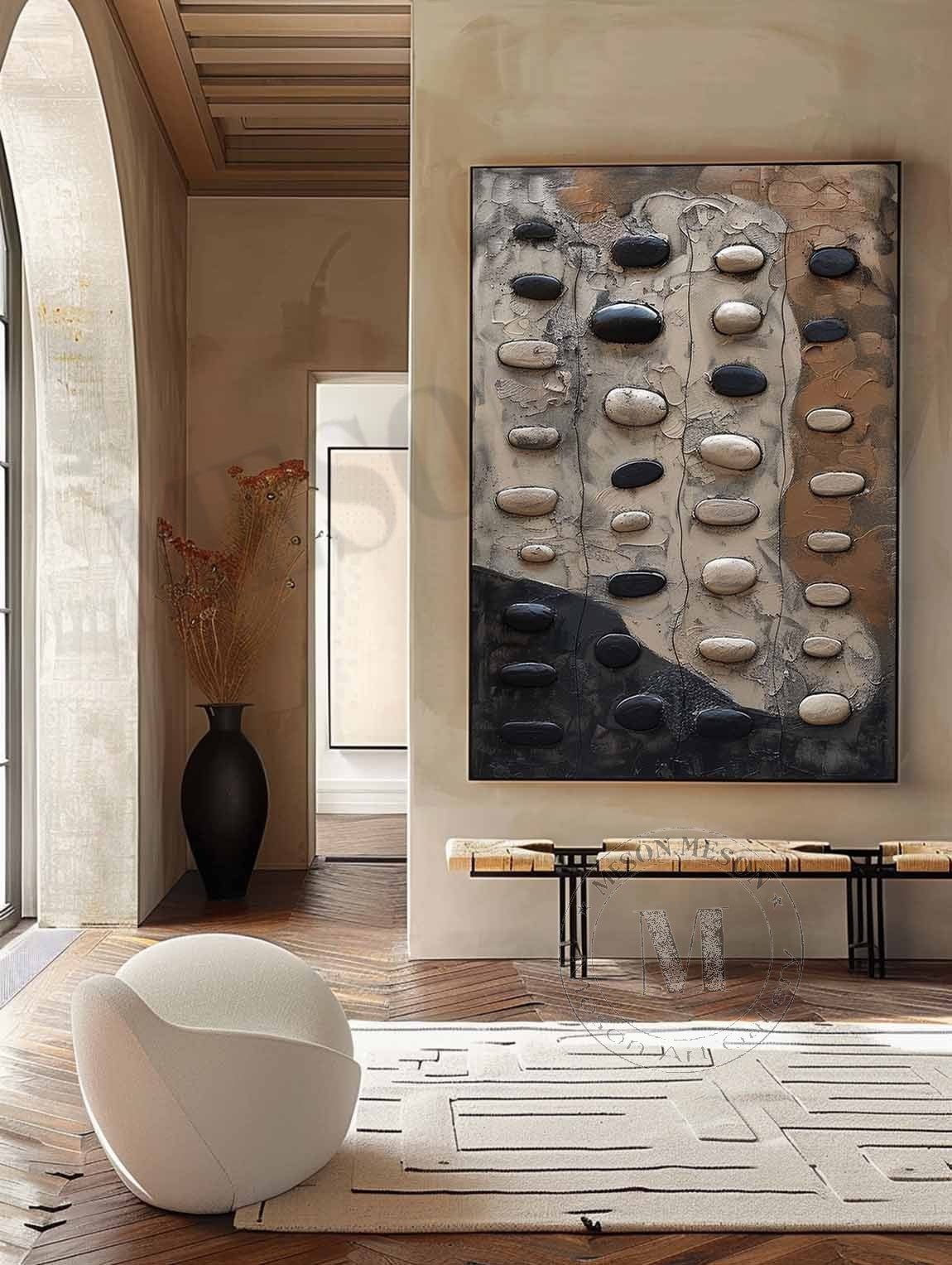 Zen Stones: A Wabi-Sabi Plaster Wall Art for Minimalist Decor