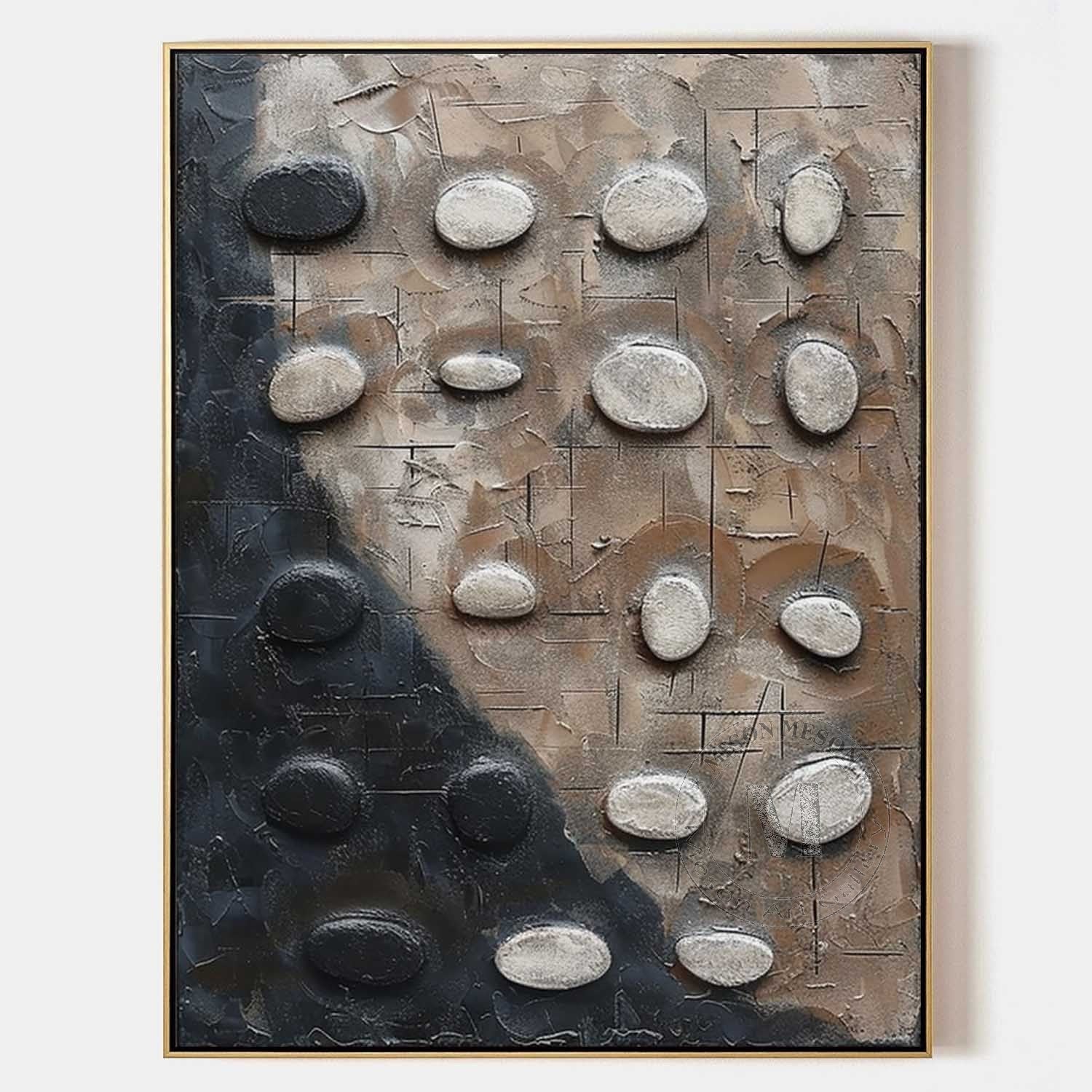River Stones: A Wabi-Sabi Plaster Wall Art for Minimalist Decor