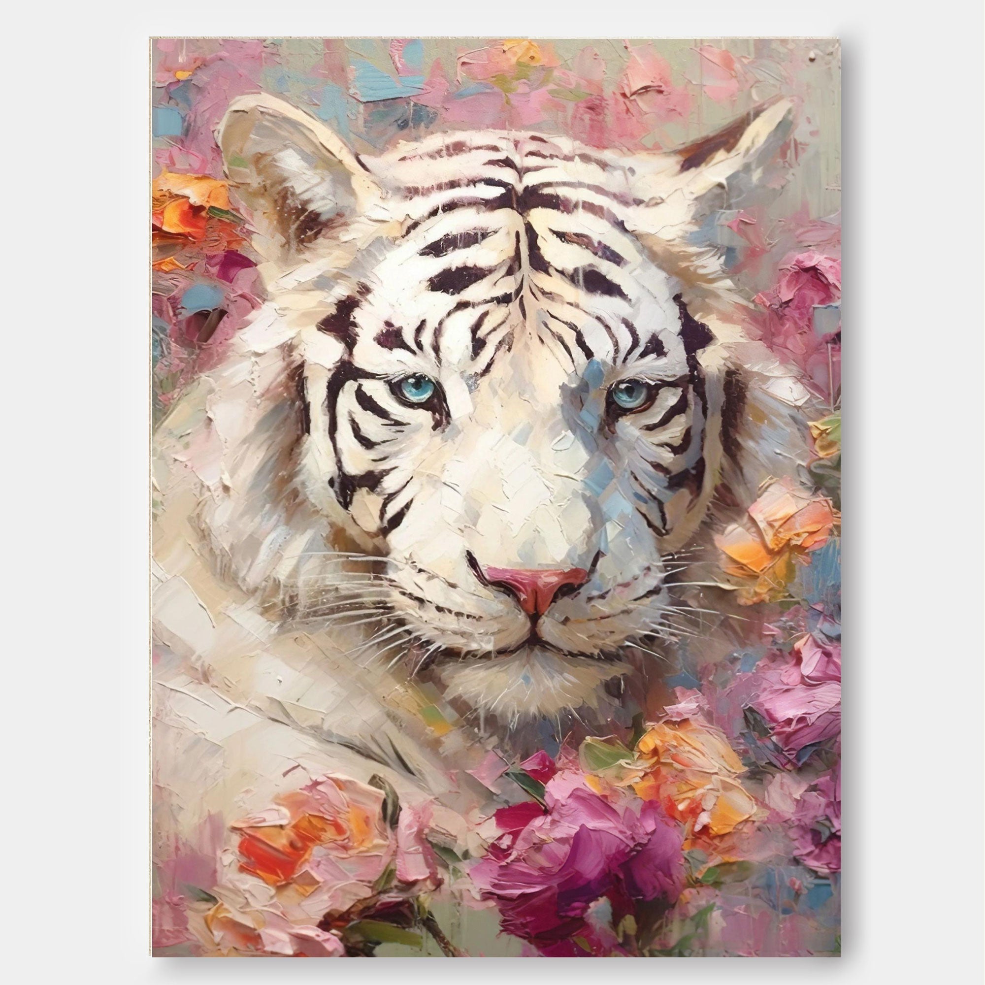 Floral Majesty: Textured Abstract Floral Paintings for Bedroom Decor