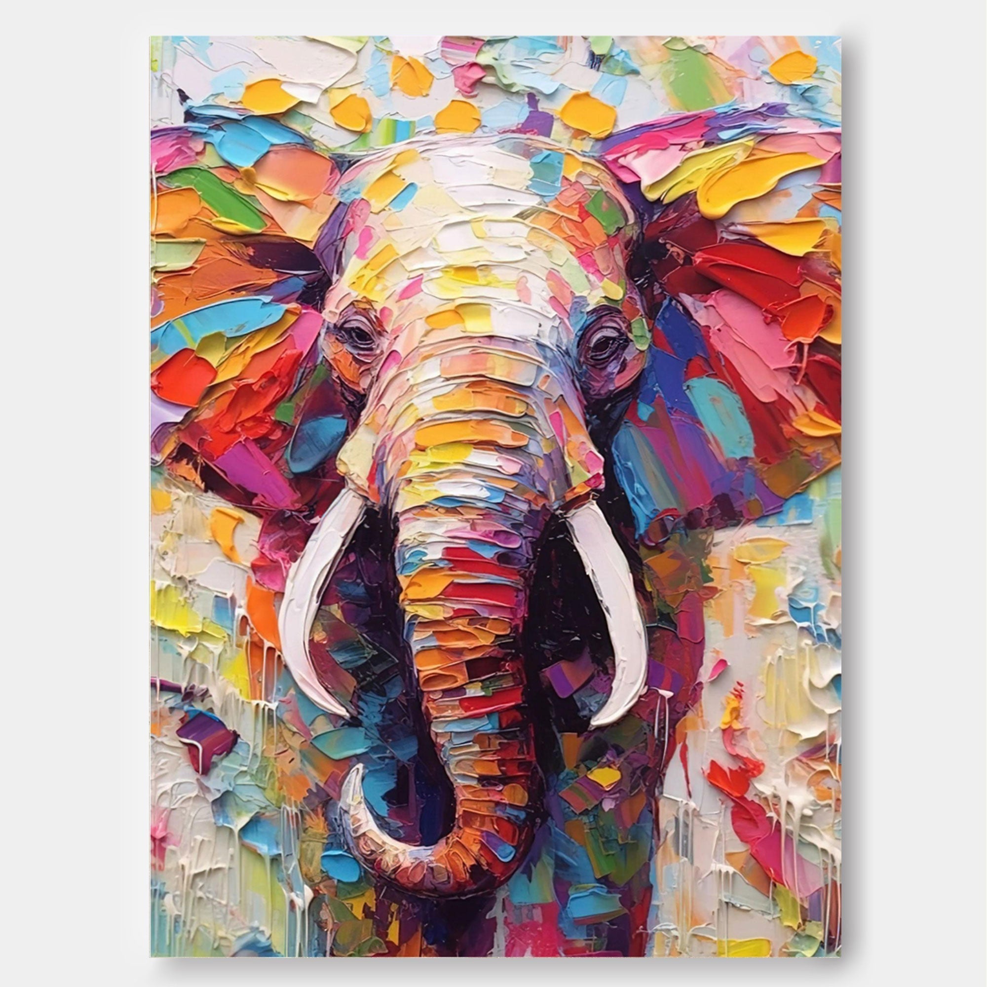 Chromatic Spirit: Vibrant Elephant Wall Art for Living Room Decor