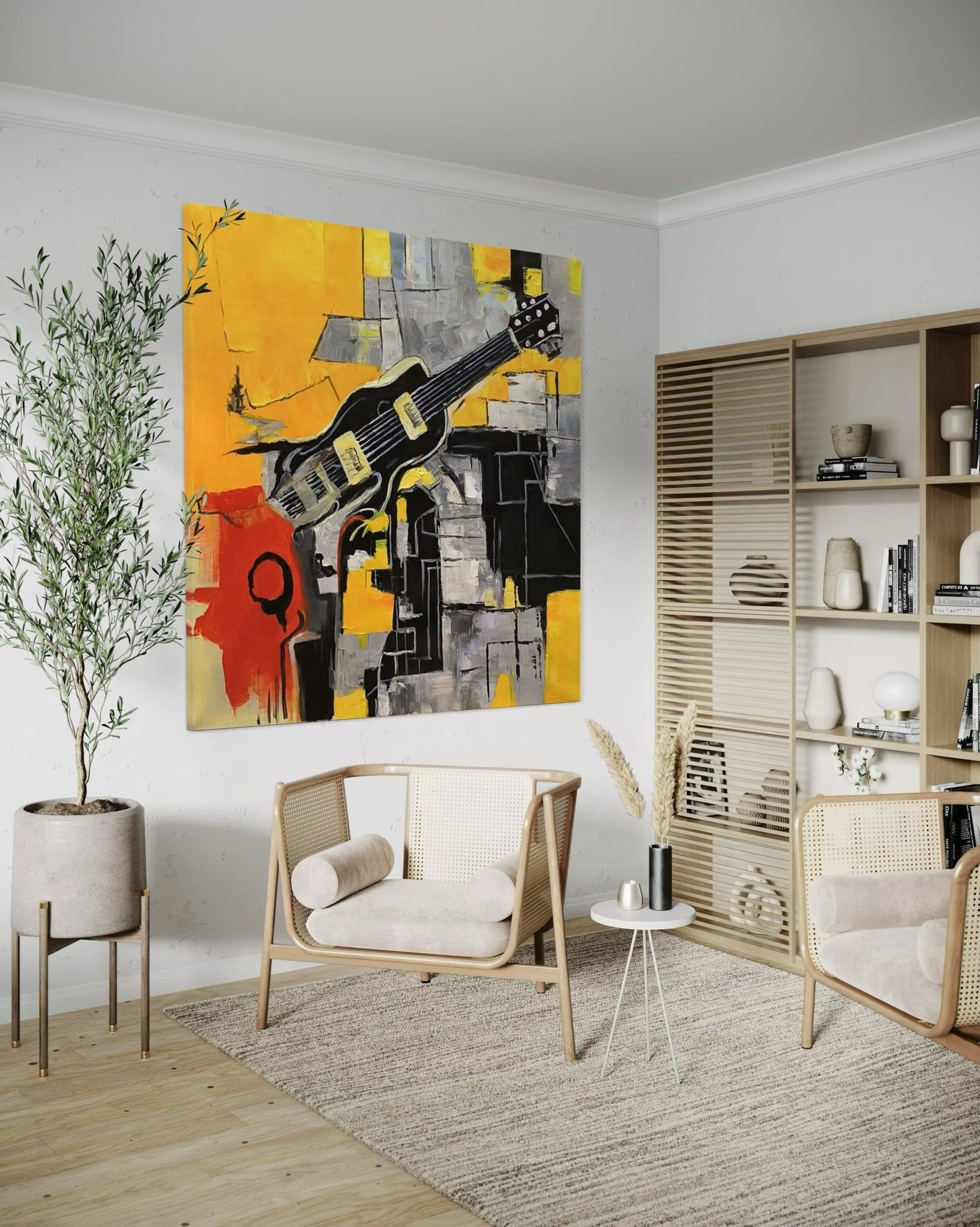 Urban Riff: A Contemporary Music & Guitar Abstract Canvas Painting