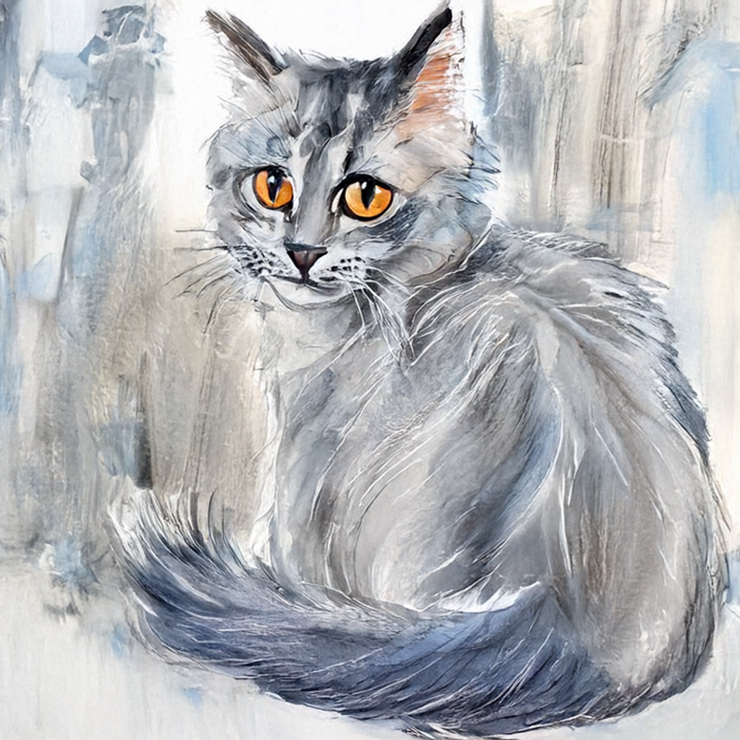 Amber Gaze: A Soulful Contemporary Cat Animal Wall Art