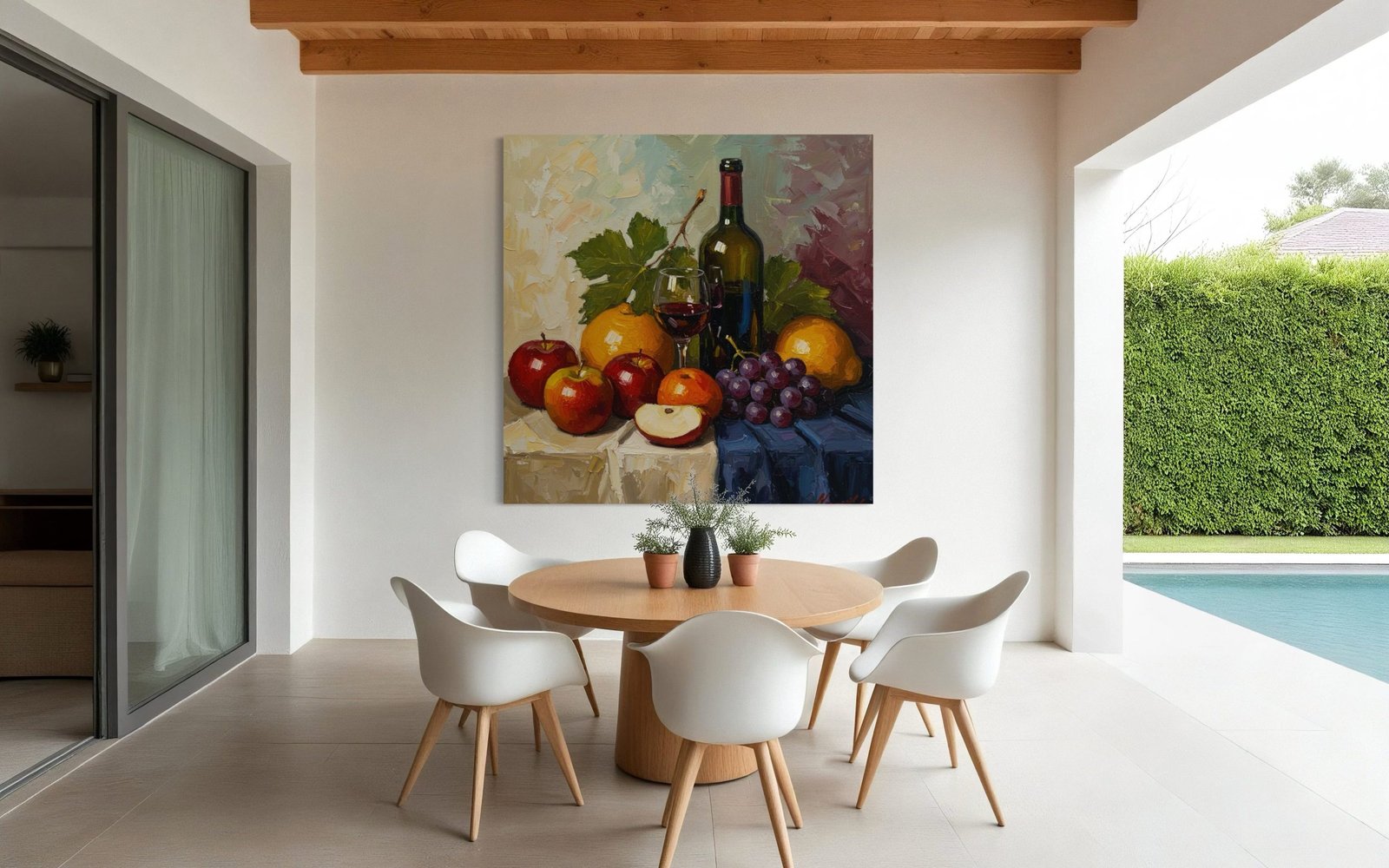 The Harvest Table: A Rustic Still Life Canvas Painting for Your Dining Room