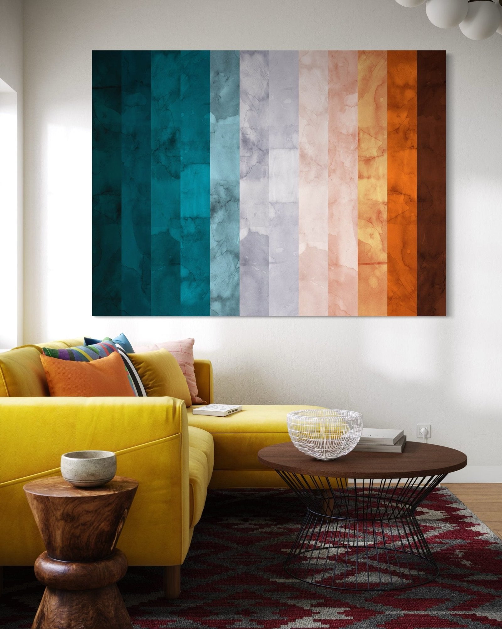 Terra & Teal: A Modern Geometric Abstract Wall Art for an Earthy Interior