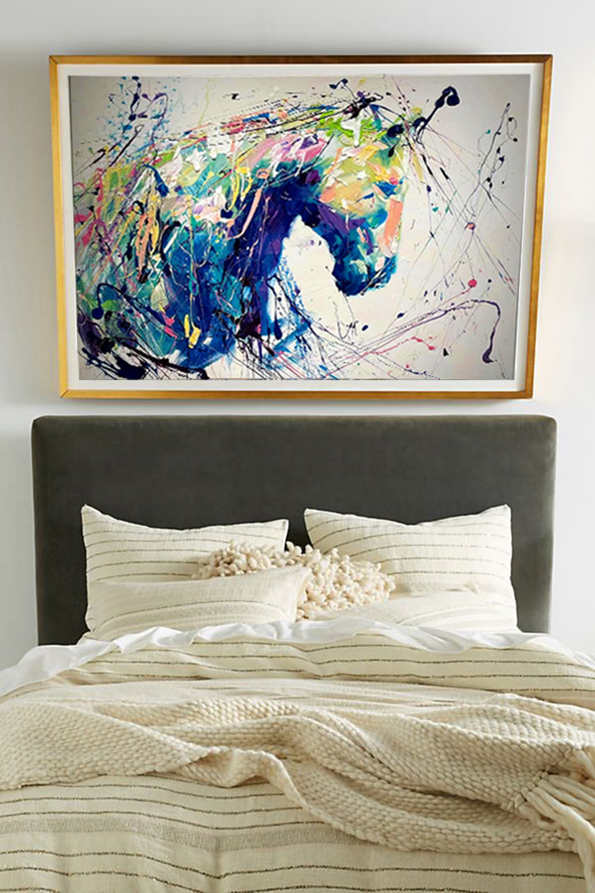 Equine Energy: A Vibrant Abstract Horse Art for Living Room Decor