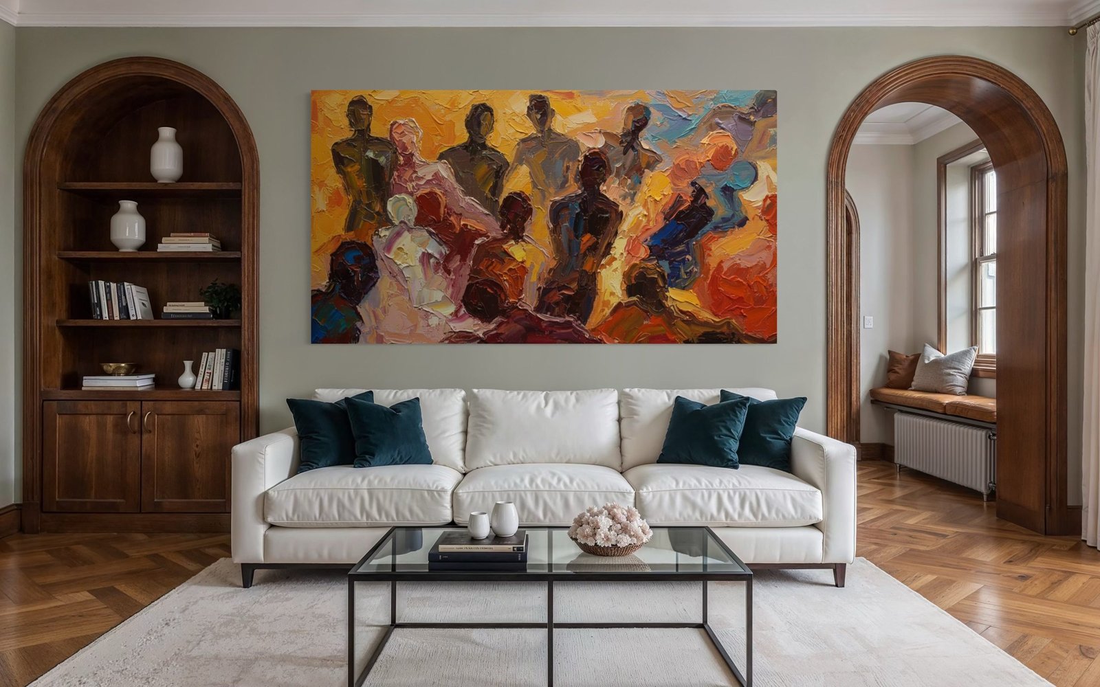 The Golden Assembly: A Vibrant Contemporary Portrait Canvas Painting