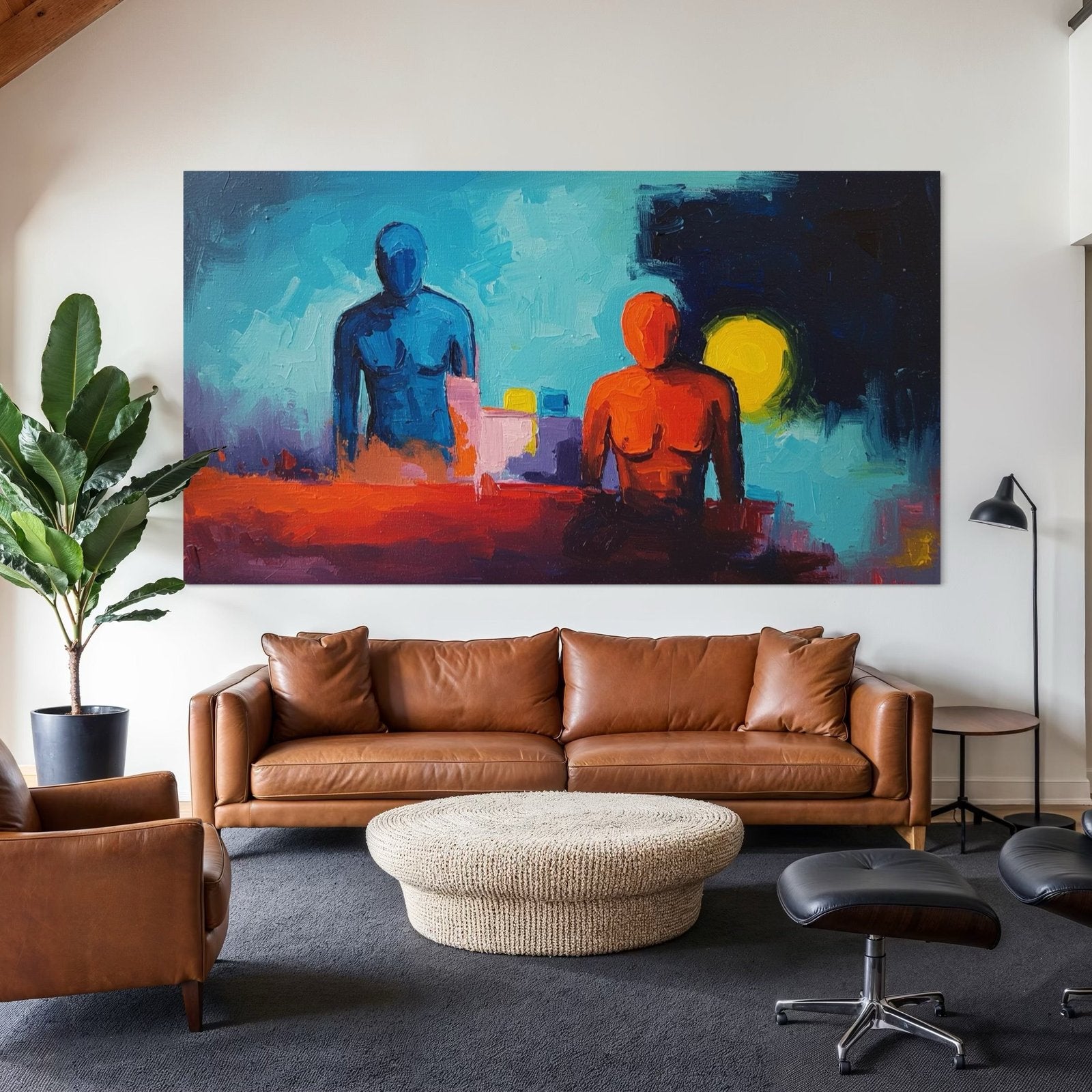 Sun and Shadow: A Vibrant Contemporary Portrait Canvas Painting