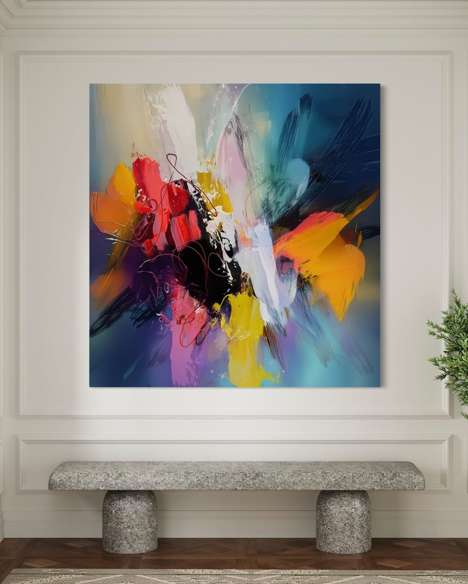Chromatic Supernova: A Vibrant Contemporary Abstract Wall Art