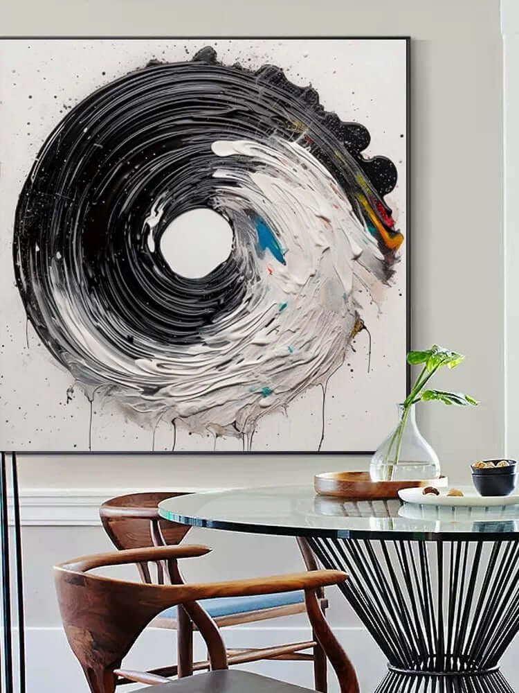 Primal Vortex: A Dynamic Contemporary Abstract Wall Art in Black and White