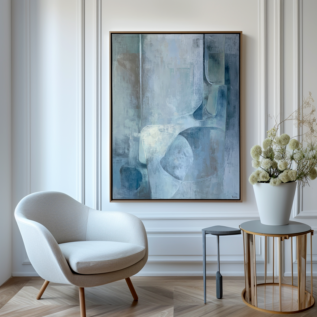 Echoes in Blue: A Serene Minimalist Abstract Wall Art for Modern Decor