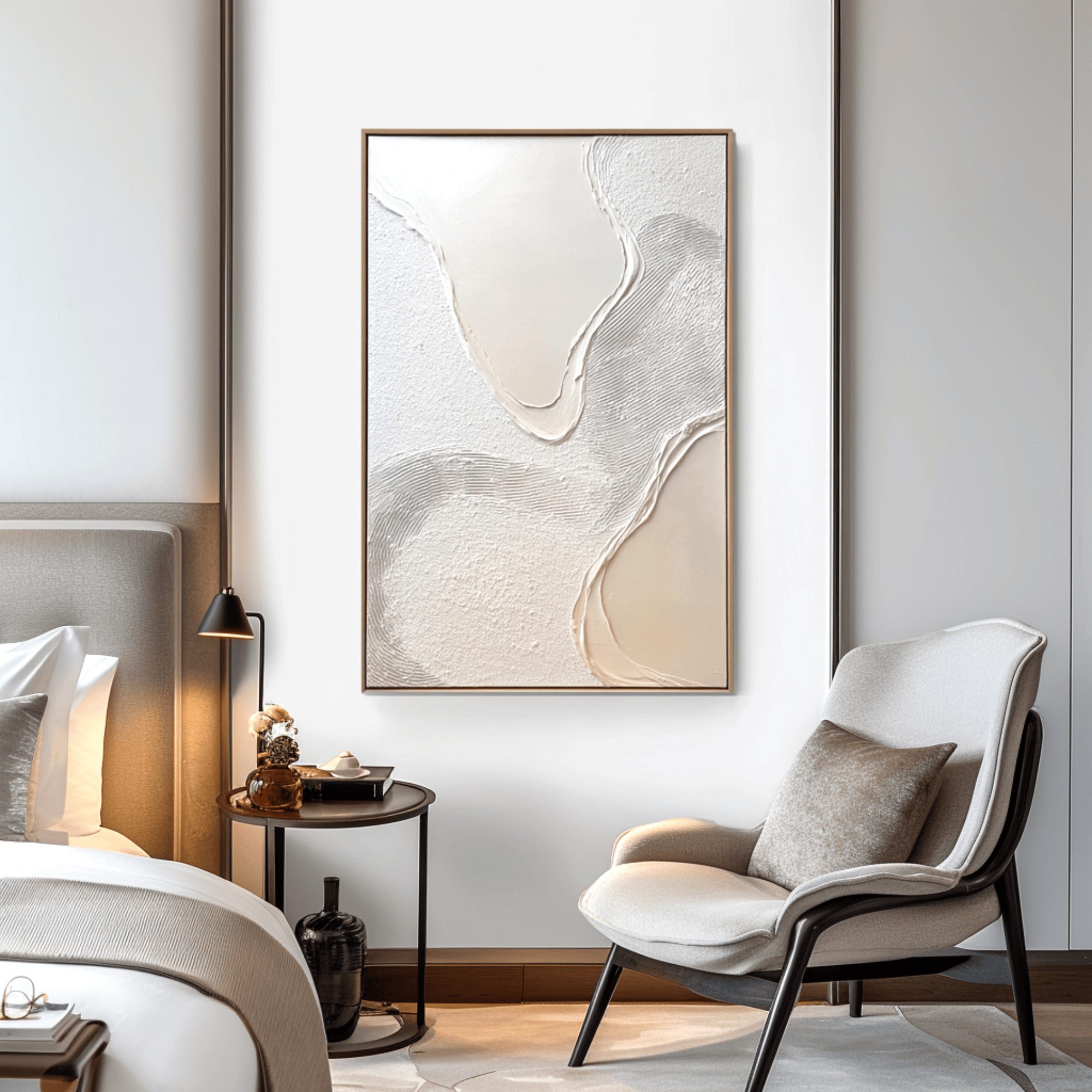 Wabi Sabi Neutral Textured Wall Art, Minimal Abstract Canvas for Living Room Decor