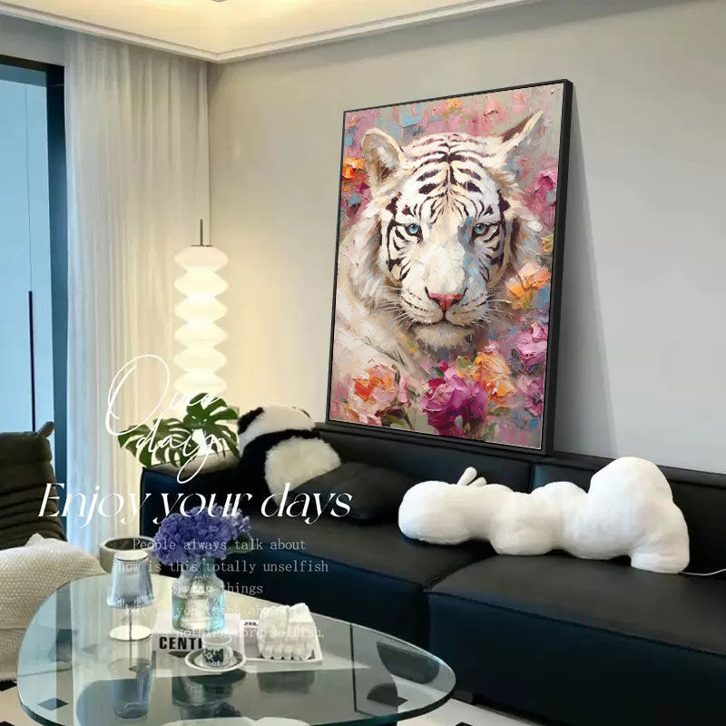 Floral Majesty: Textured Abstract Floral Paintings for Bedroom Decor