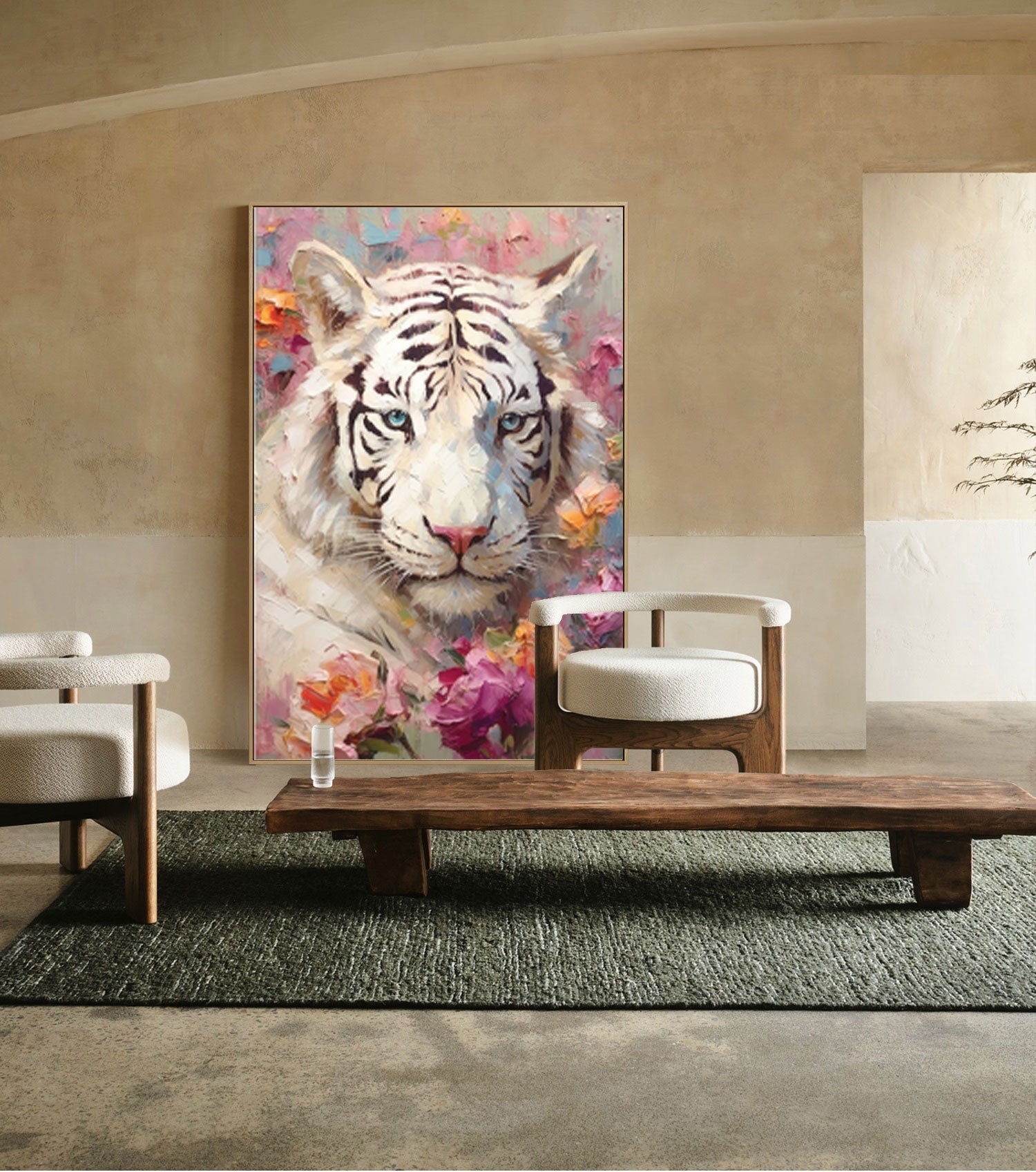 Floral Majesty: Textured Abstract Floral Paintings for Bedroom Decor