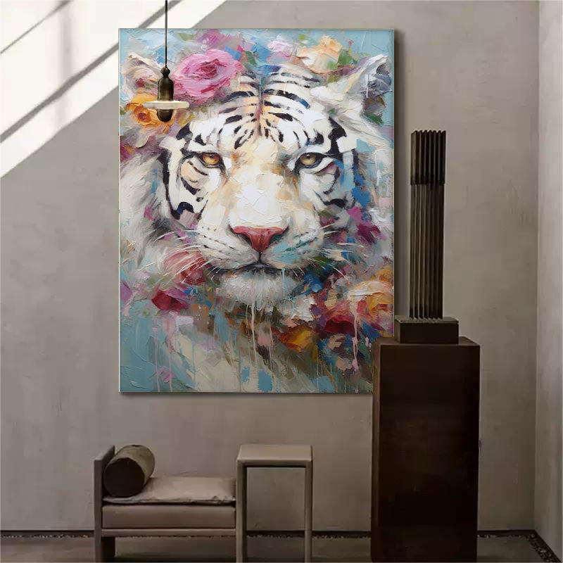 Floral Majesty: Textured Abstract Floral Paintings for Bedroom Decor