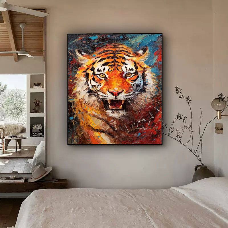 Primal Fury: An Abstract Tiger Wall Art for Modern Office Decor