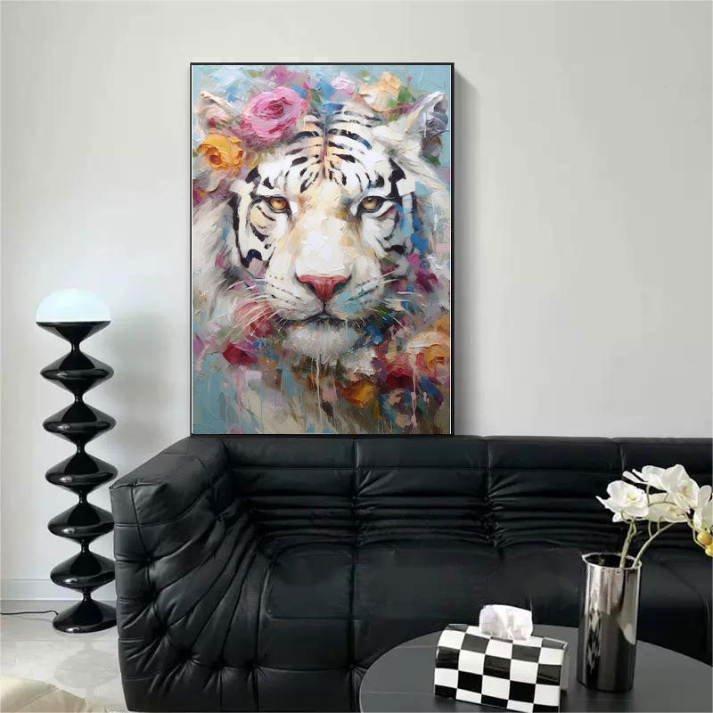 Floral Majesty: Textured Abstract Floral Paintings for Bedroom Decor