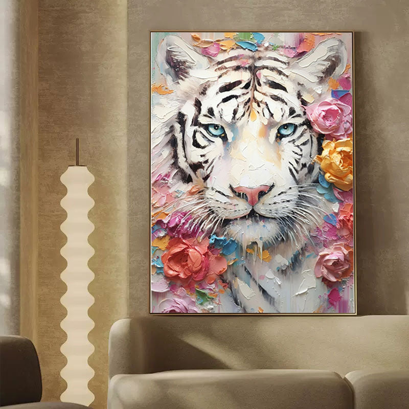 Floral Serenity: A Textured Abstract Floral Paintings for Bedroom Decor