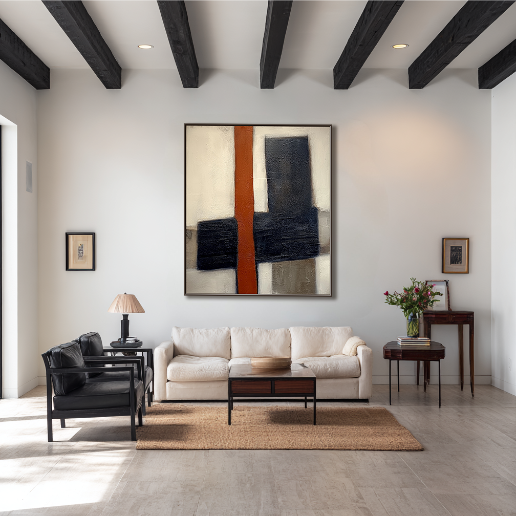 Intersection: Bold Textured Geometric Abstract Painting for Minimalist Wall Decor