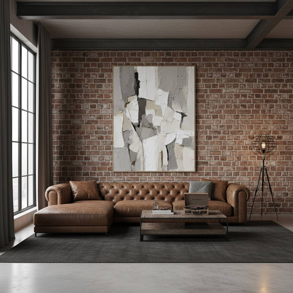 Pale Strata: Textured Neutral Abstract Painting with Wabi Sabi Layers