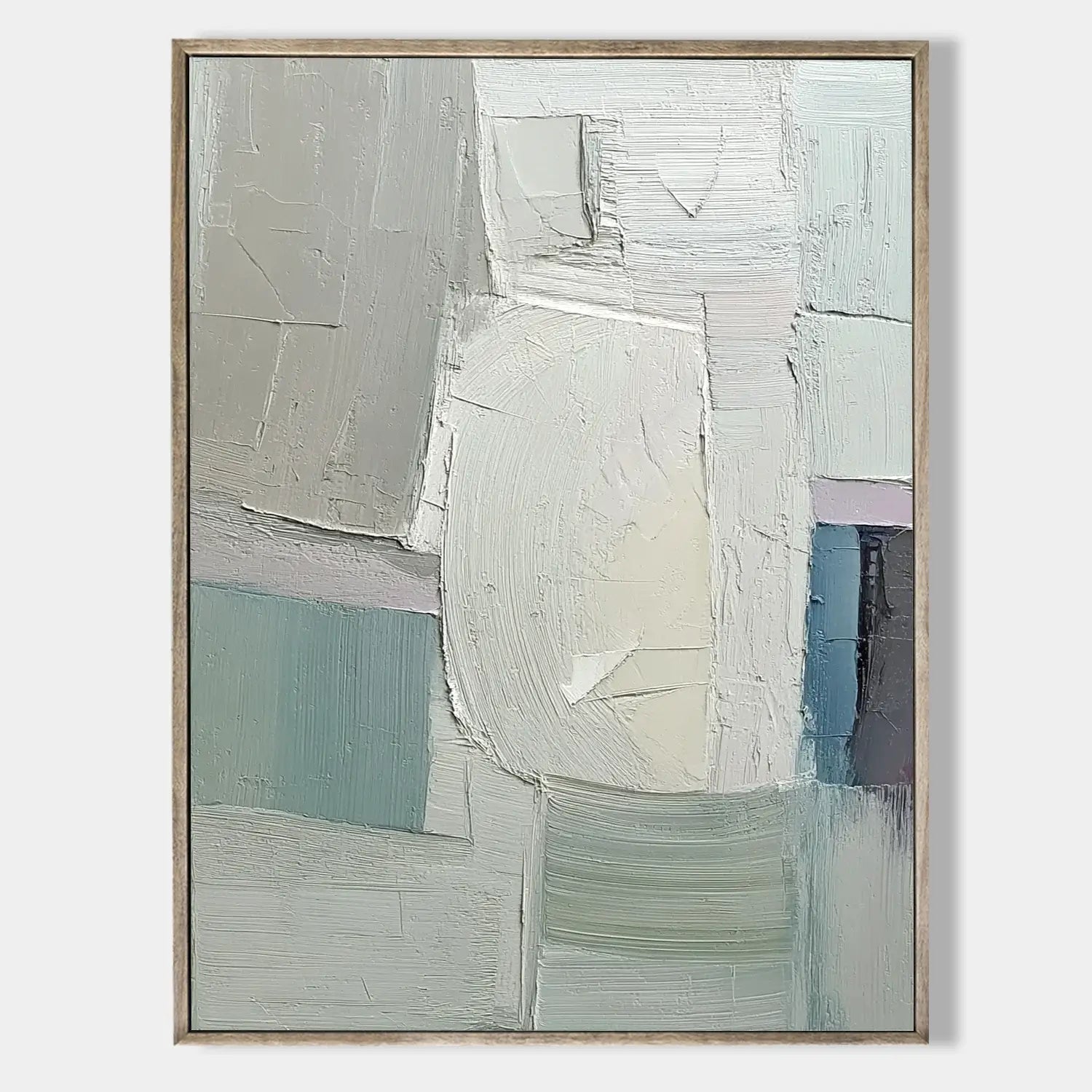 Softened Geometry: Textured Pastel Geometric Abstract Painting for Nursery Decor