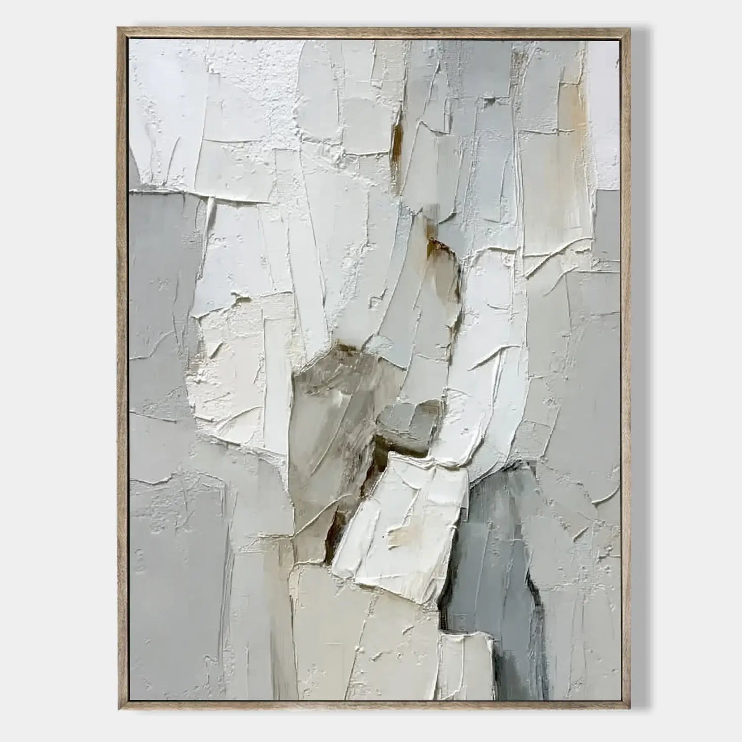 Limestone Layers: Textured Neutral Abstract Painting for Minimalist Home Decor