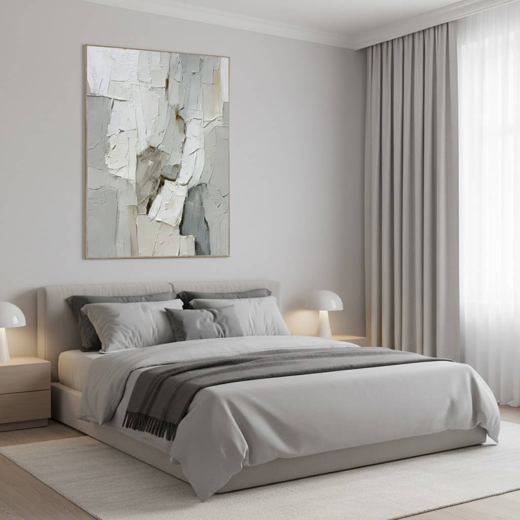 Limestone Layers: Textured Neutral Abstract Painting for Minimalist Home Decor