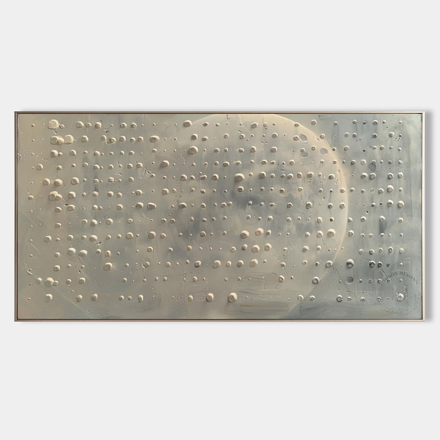 Wabi Sabi Neutral Moon Textured Wall Art, Large Minimal Abstract Canvas for Living Room