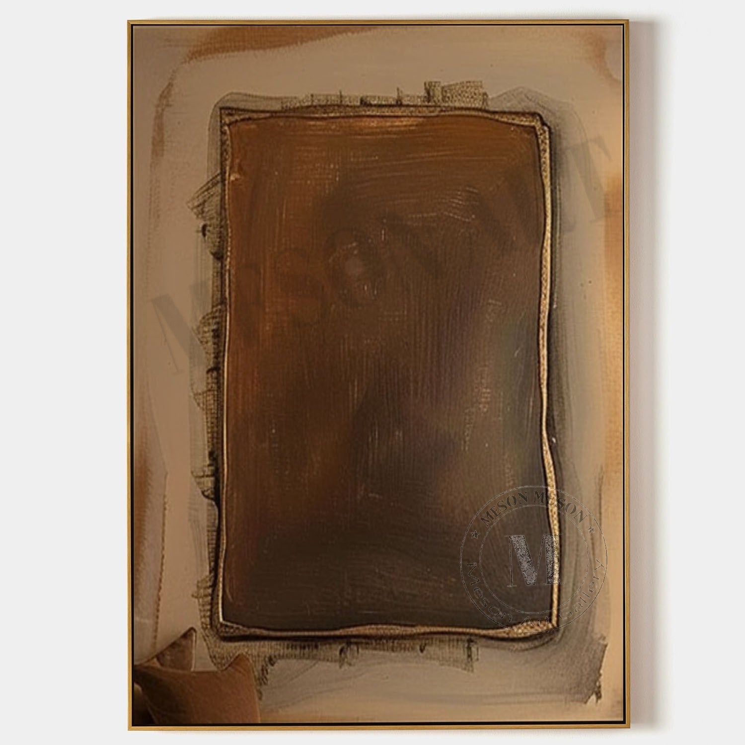 Wabi Sabi Brown Neutral Textured Wall Art, Minimal Abstract Canvas for Living Room Decor