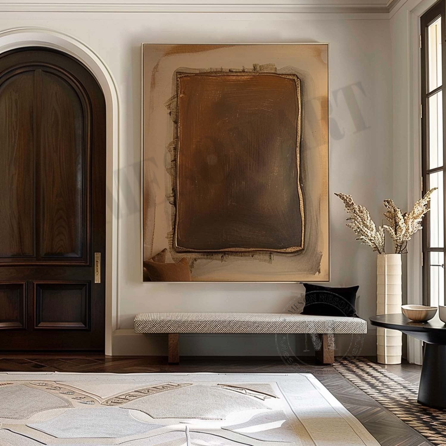 Wabi Sabi Brown Neutral Textured Wall Art, Minimal Abstract Canvas for Living Room Decor