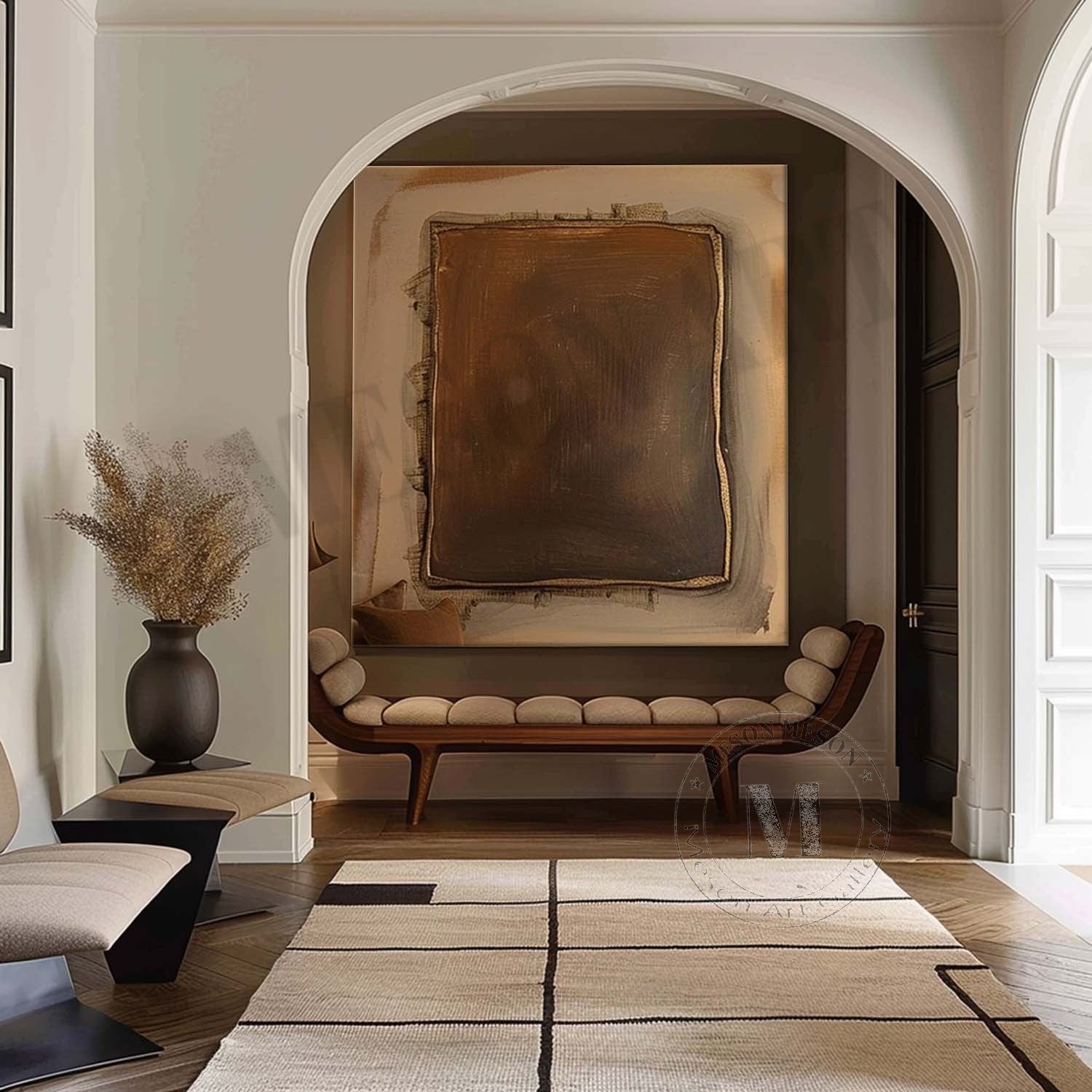 Wabi Sabi Brown Neutral Textured Wall Art, Minimal Abstract Canvas for Living Room Decor