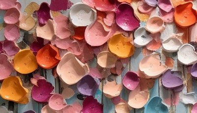 Chromatic Cascade: A Vibrant Textured Floral Wall Art for Your Living Room