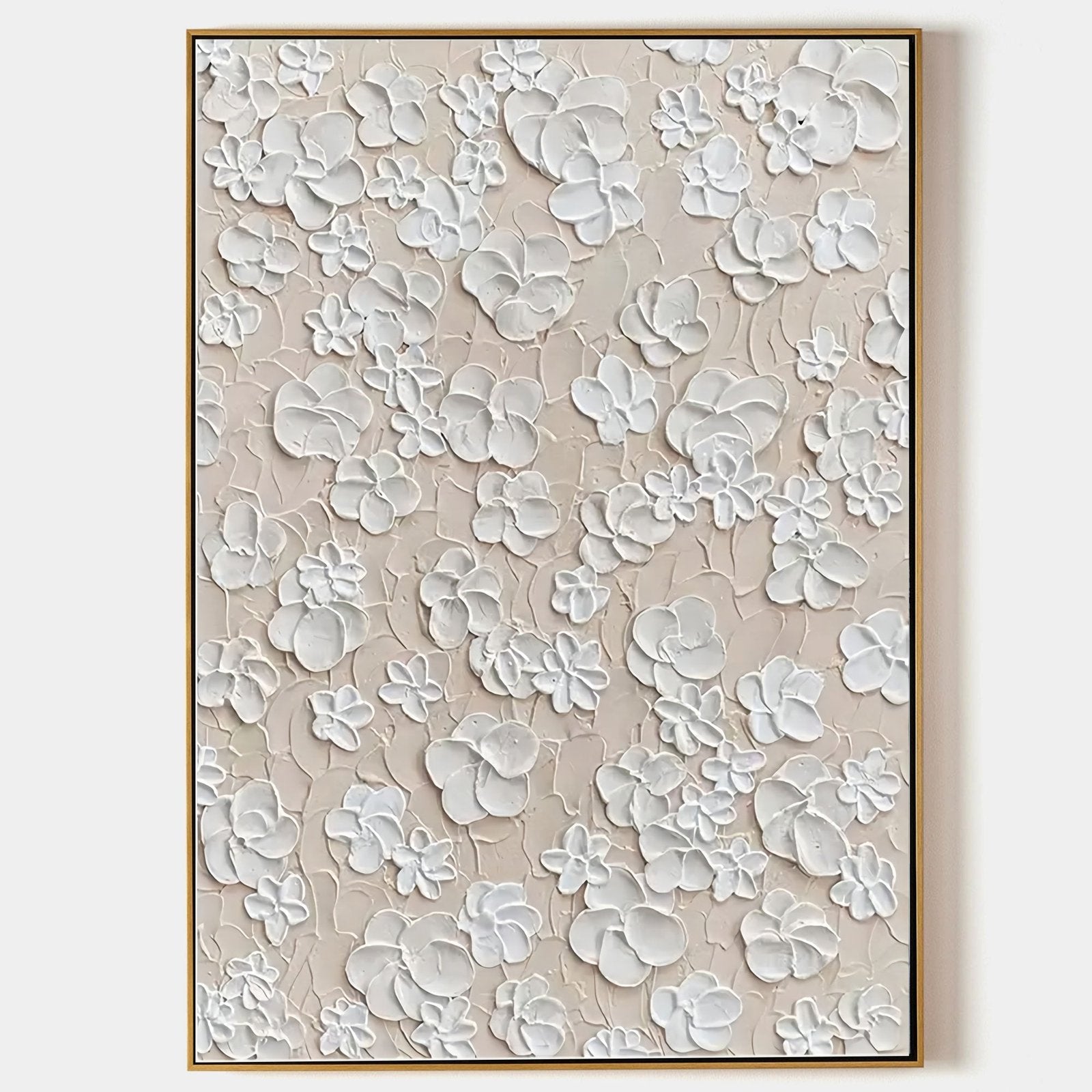 Ivory Meadow: A Serene Textured Floral Wall Art in Neutral Tones