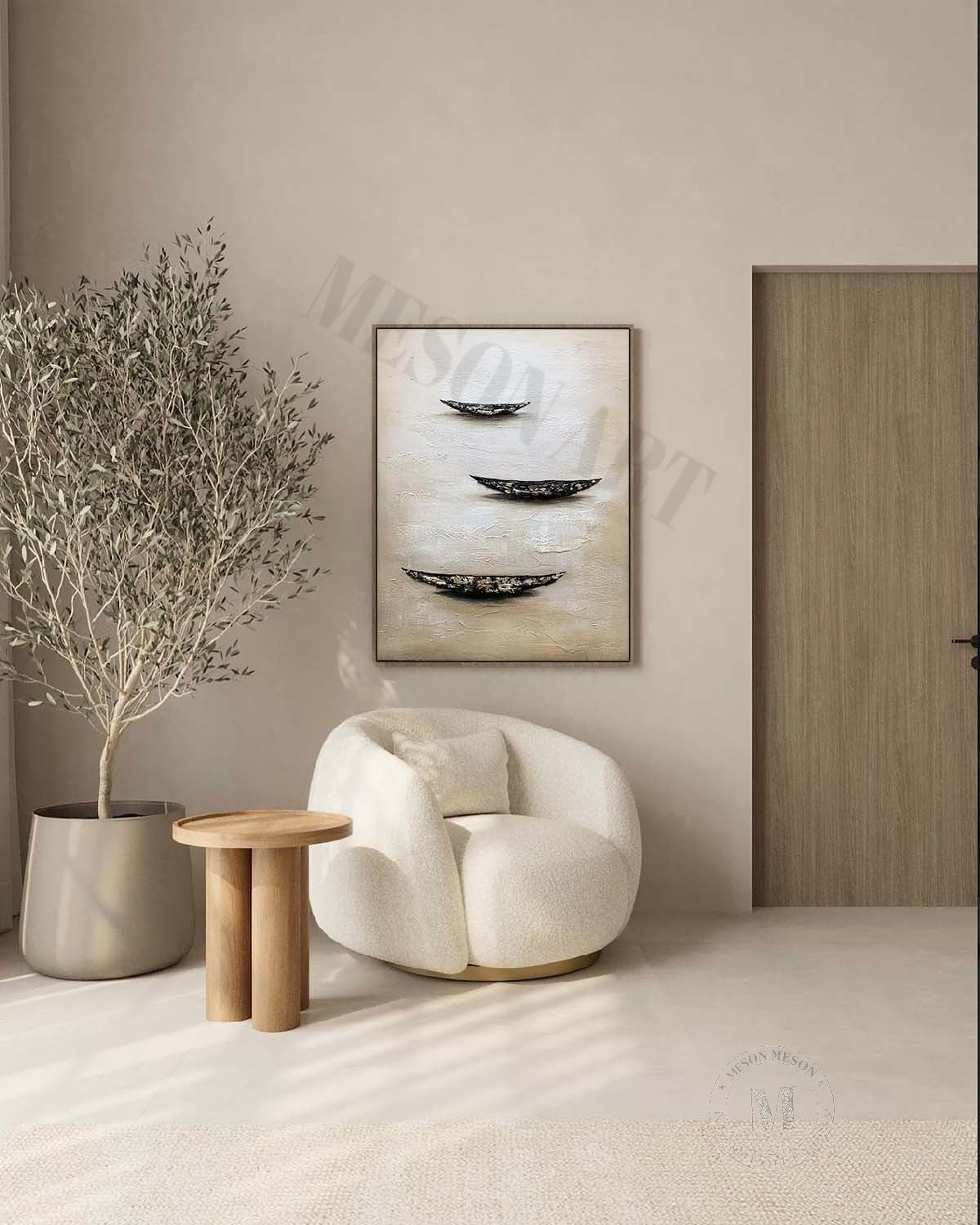 Silent Fleet: A Textured Coastal Abstract Wall Art for Your Hallway