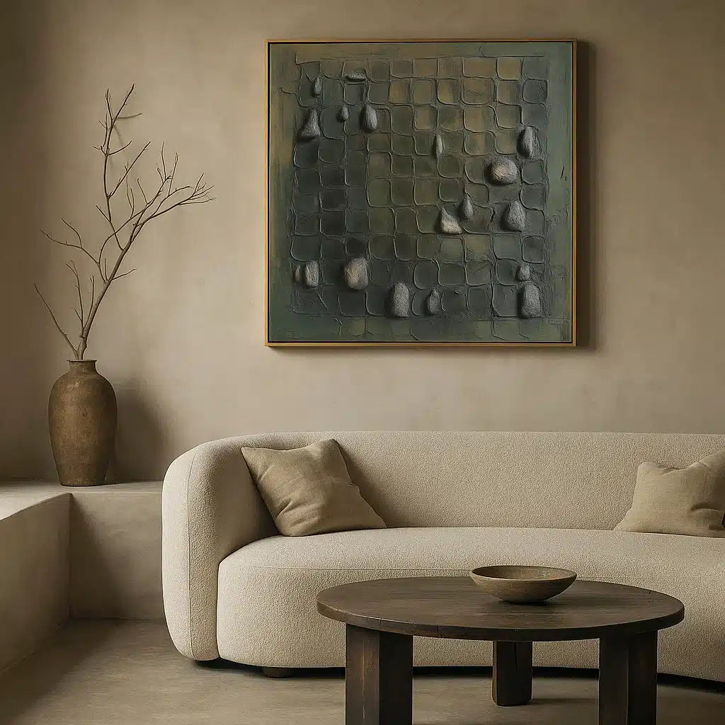Zen Garden: A Textured Plaster Wall Art for Minimalist Home Decor