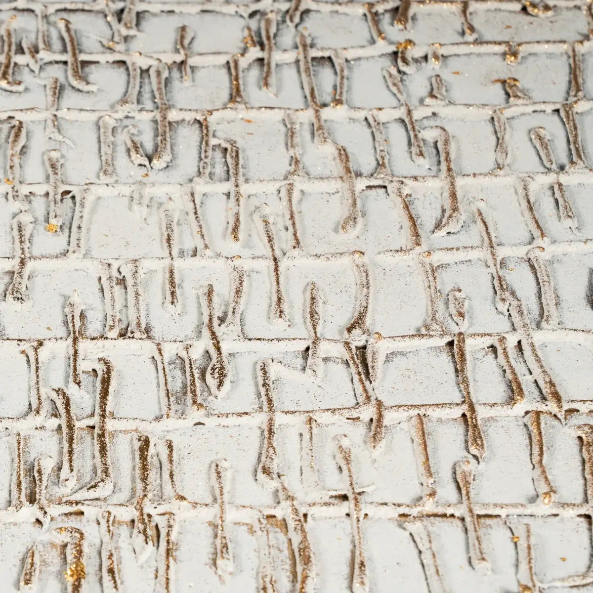 Pale Lattice: Textured Minimalist Abstract Painting with 3D Grid Relief
