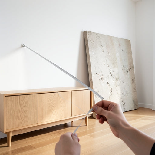 Measuring wall for oversized large abstract wall art above furniture