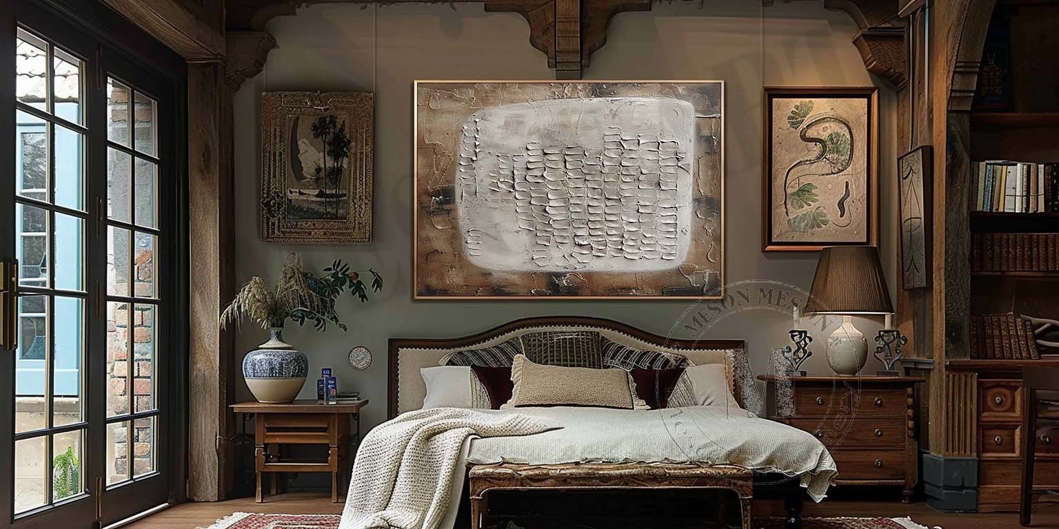 Urban Grid: A Textured Plaster Wall Art for Modern Office Decor