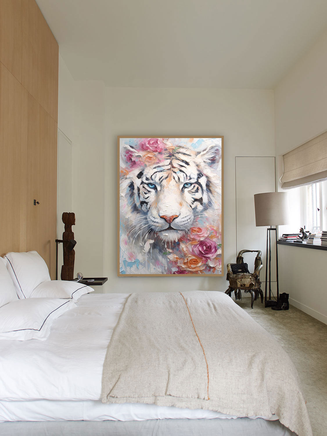 Serene Bloom: Textured Abstract Floral Paintings for Bedroom Decor