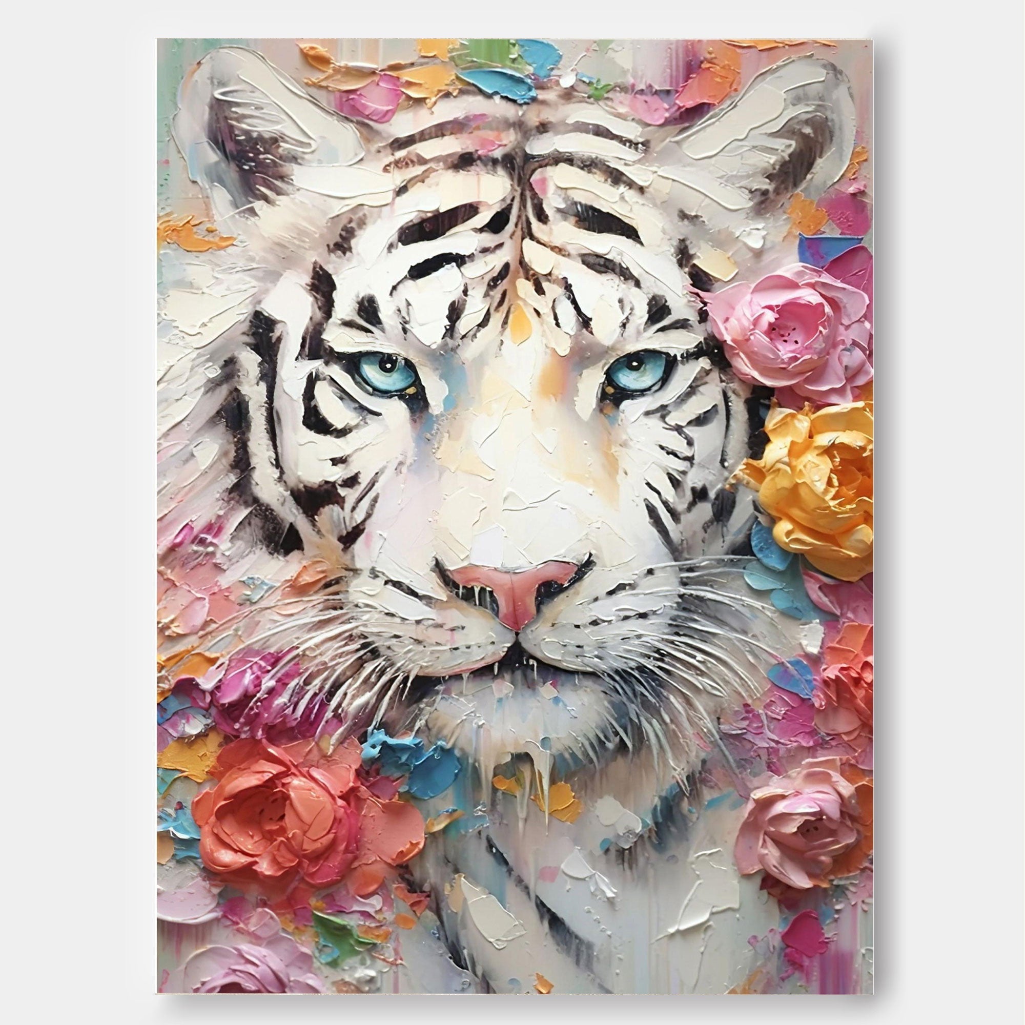Floral Serenity: A Textured Abstract Floral Paintings for Bedroom Decor