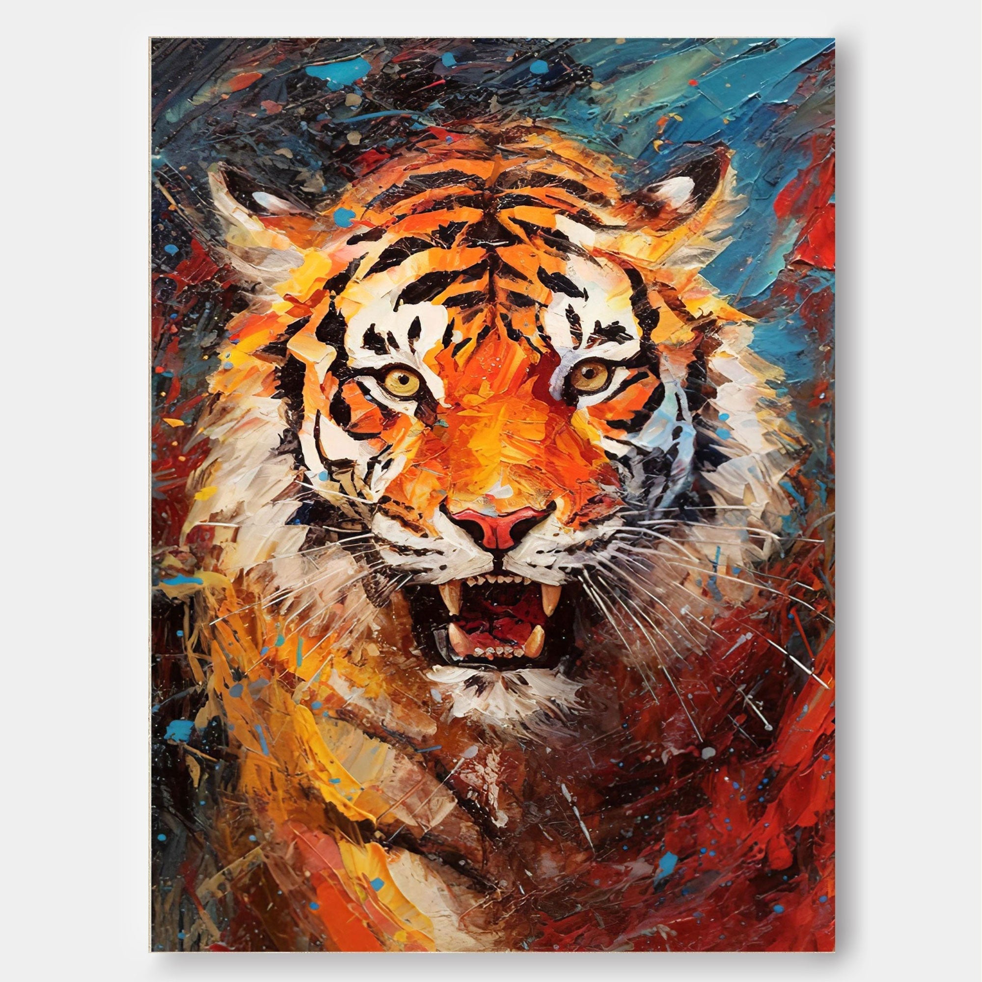 Primal Fury: An Abstract Tiger Wall Art for Modern Office Decor