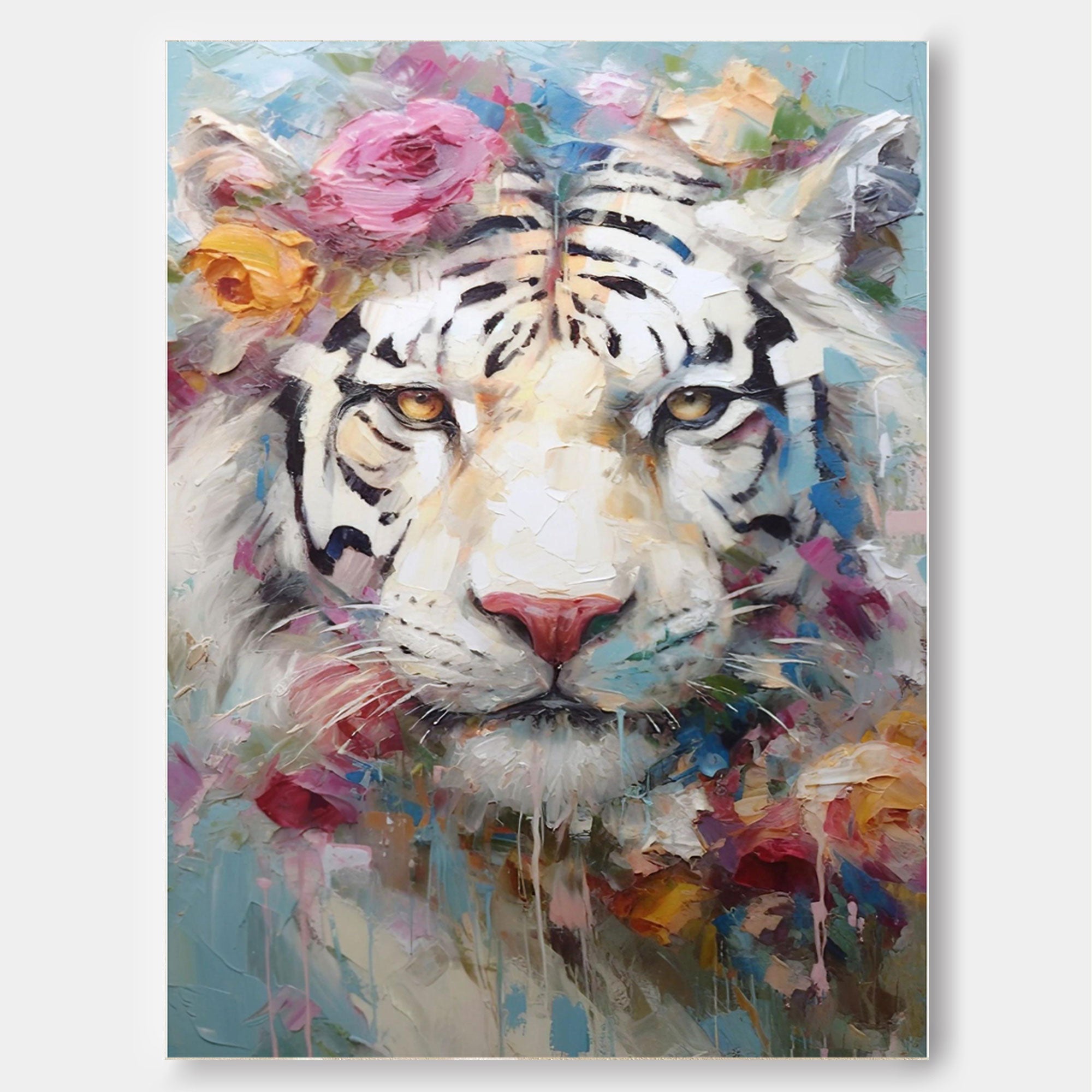 Floral Majesty: Textured Abstract Floral Paintings for Bedroom Decor