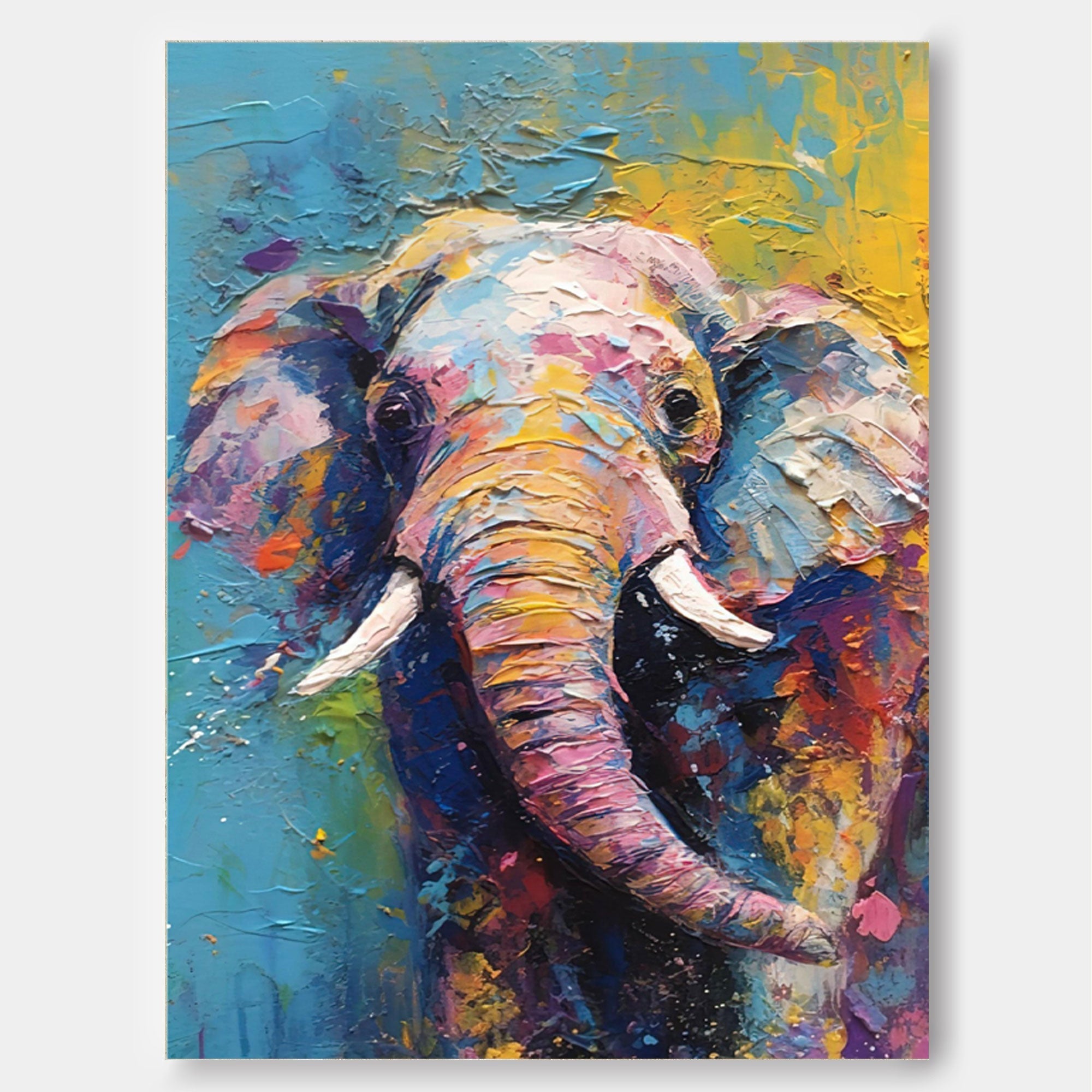 Chromatic Wonder: A Colorful Elephant Wall Art for Kids Room Decor