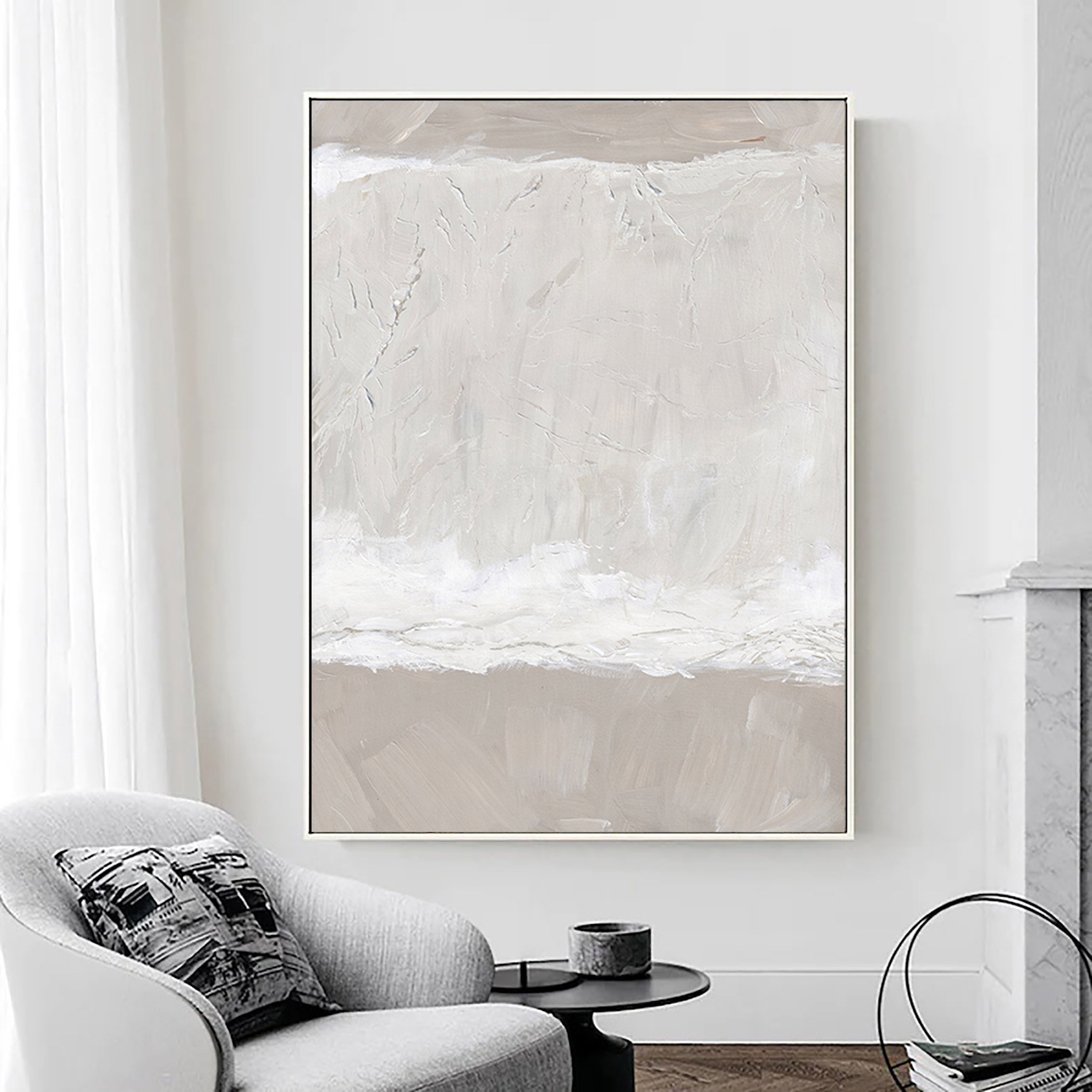 Arctic Calm: A Neutral Textured Wall Art for Minimalist Home Decor