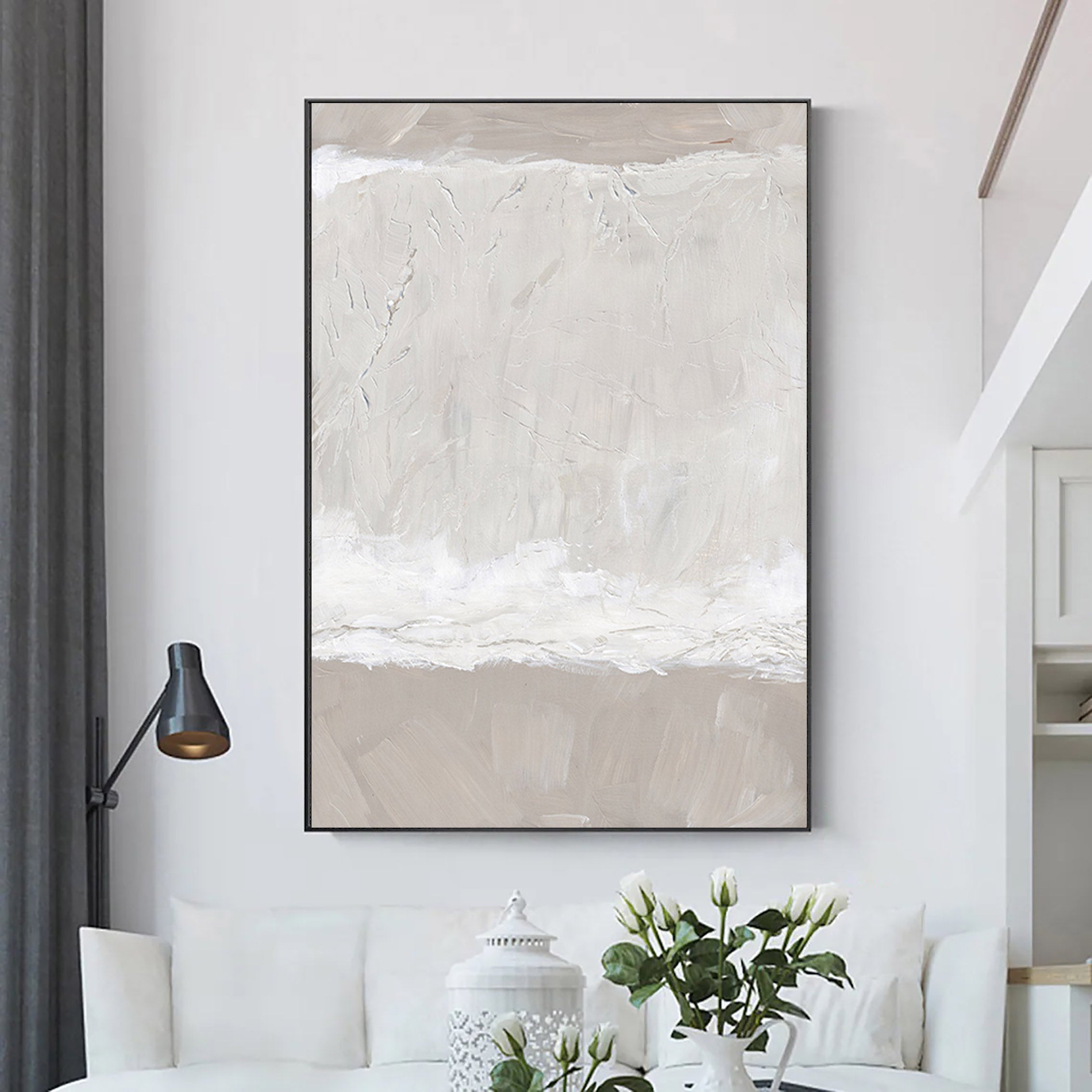 Arctic Calm: A Neutral Textured Wall Art for Minimalist Home Decor