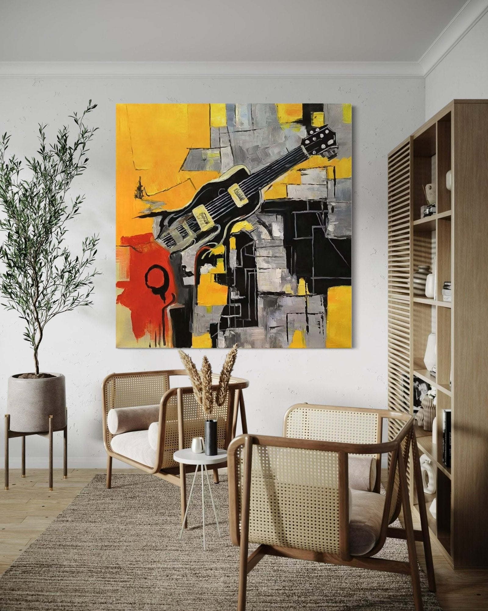 Urban Riff: A Contemporary Music & Guitar Abstract Canvas Painting