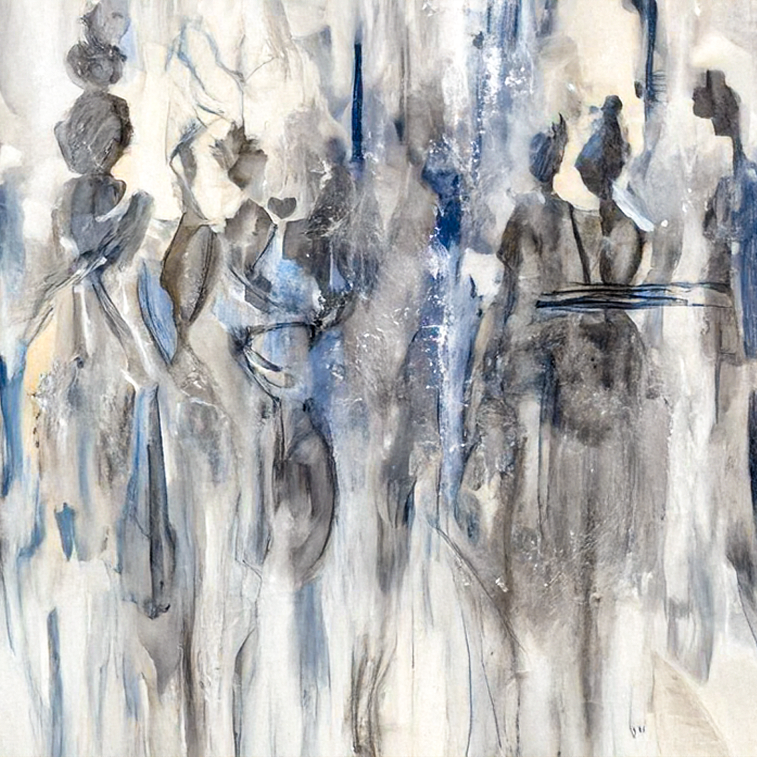 Ethereal Procession: A Contemporary Abstract Portrait Wall Art