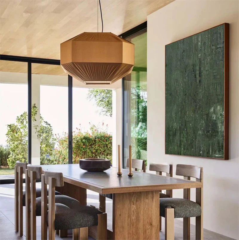 Verdant Depths: A Large Green Abstract Painting for Living Room Decor