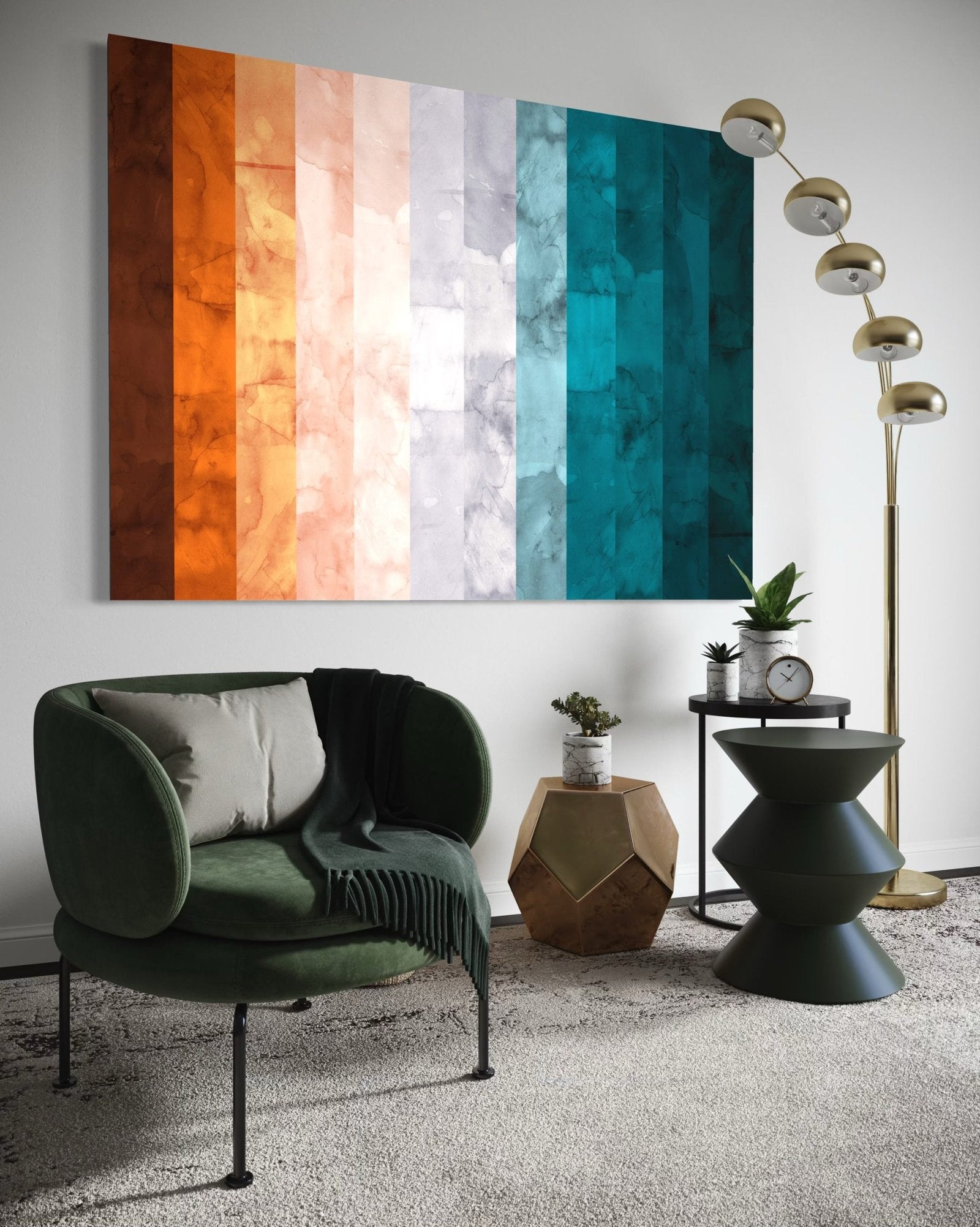 Terra & Teal: A Modern Geometric Abstract Wall Art for an Earthy Interior