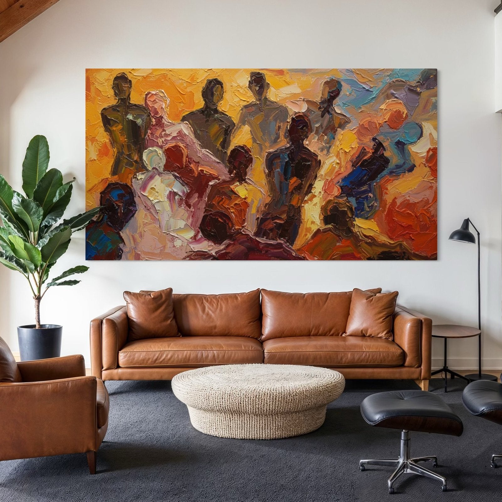 The Golden Assembly: A Vibrant Contemporary Portrait Canvas Painting